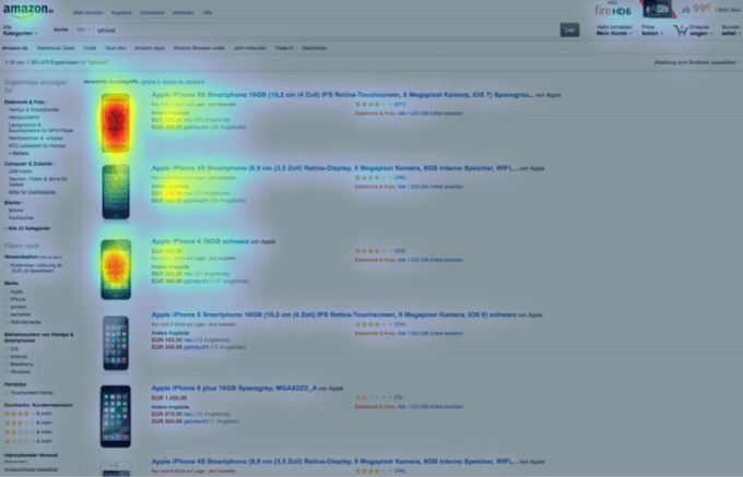 Heatmap iPhone Suche Amazon