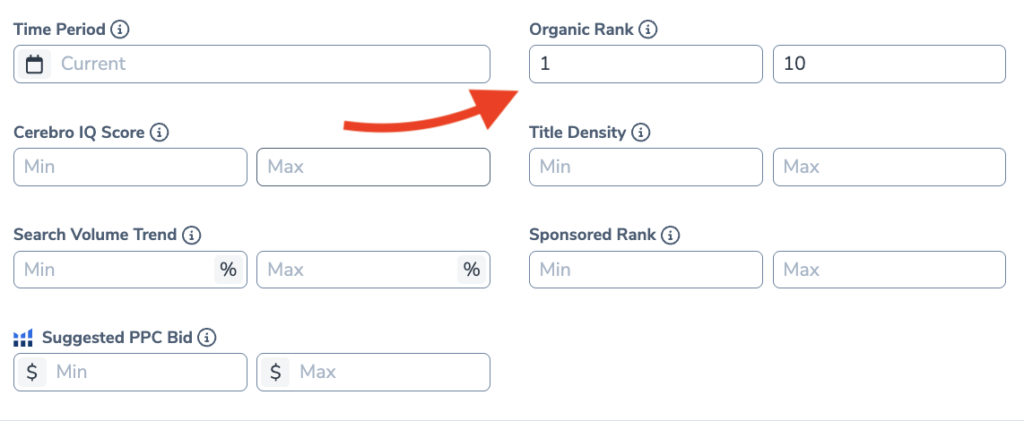 Helium 10 Cerebro Organic Rank