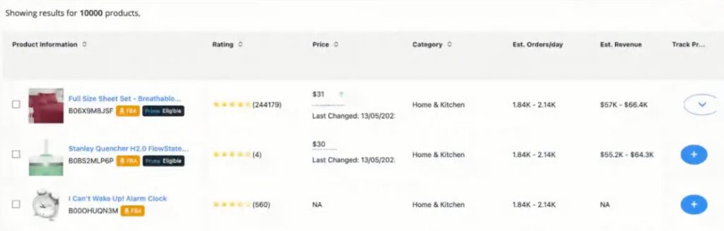 SellerApp Product Research List