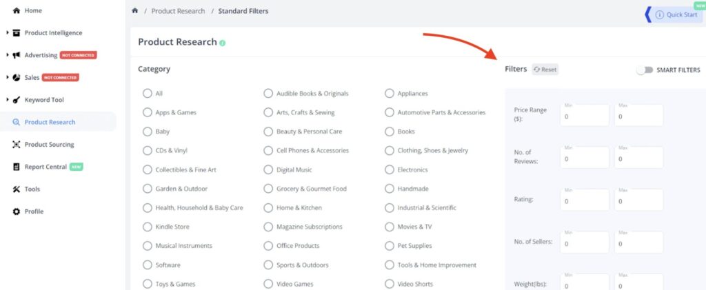 SellerApp Product Research Tool