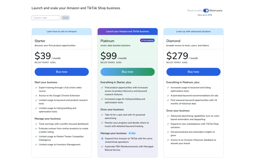 Helium 10 Pricing Plans 2026