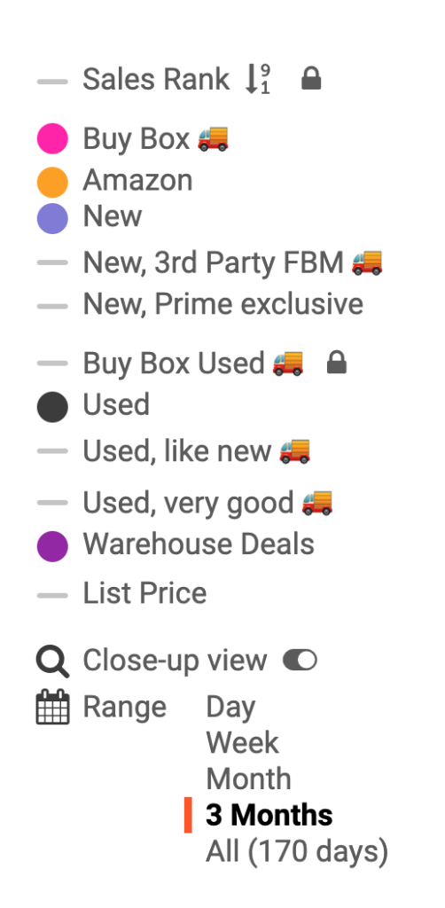Keepa Tracking Filter Options